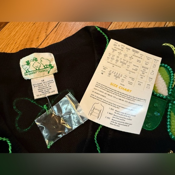 Quacker Factory St Patricks Day Cardigan Sweater Women Sz 1X Irish Shamrocks NWT - Picture 7 of 14